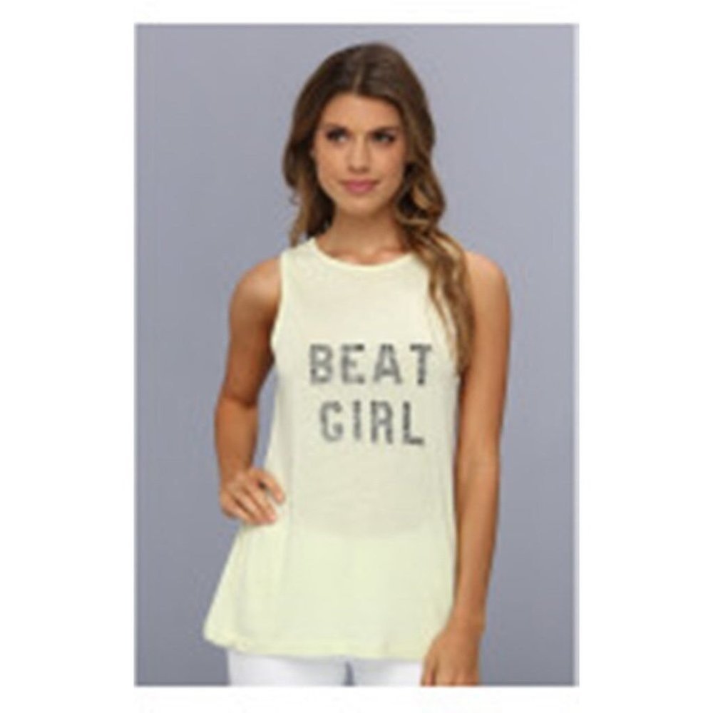 FRENCH CONNECTION Acid Zest BEAT  GIRL Semi-Sheer TANK TOP Burnout Tee M